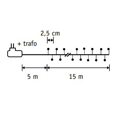 Светодиодная нить-роса Капли Luca Snake Grande 15 м., 600 экстра белых ламп, 24В, черный провод, LUCA (84918)