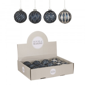 Набор стеклянных шаров Фригат 80 мм., 12 шт., синий, Christmas DeLuxe (85685-87189)