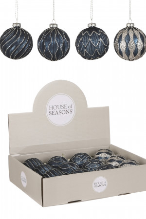 Набор стеклянных шаров Фригат 80 мм., 12 шт., синий, Christmas DeLuxe (85685-87189)