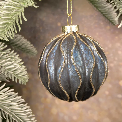 Набор стеклянных шаров Фригат 80 мм., 12 шт., синий, Christmas DeLuxe (85685-87189)