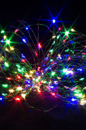 Светодиодная нить Роса 15 м., 150 разноцветных LED ламп, зеленый провод, Winner Light (m.01.4G.150-)