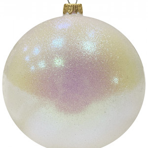 Шар пластиковый Искристый, 150 мм., 1 шт., белый, ПромЕлка (ШИПЛ-150White)