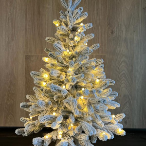 Искусственная елка Александрийская заснеженная 90 см., 70 теплых-белых Led ламп, 100% литая хвоя, ЕлкиТорг (209090)