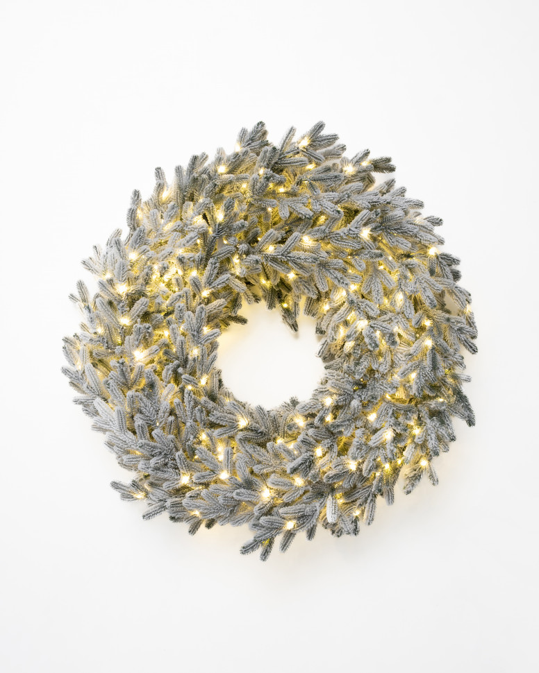 Хвойный венок Княжеский заснеженный 90 см., микро LED лампы, 100% литая хвоя, ЕлкиТорг (52056) Хвойный венок Княжеский заснеженный 90 см., микро LED лампы, 100% литая хвоя, ЕлкиТорг (52056)