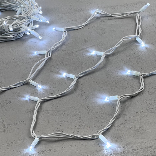 Светодиодная гирлянда с колпачком 75 холодных белых LED ламп 10 м., 24В., белый каучуковый провод, IP65, LTC (LL75-8-1W)