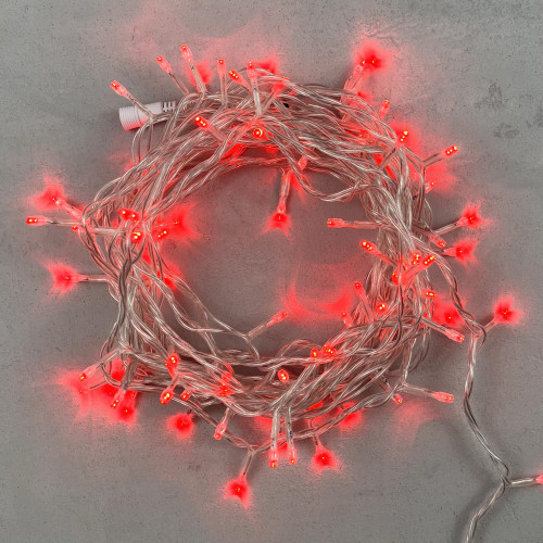 Светодиодная нить 100 красных LED ламп, 10 м., 220-230В., прозрачный провод ПВХ, LTC (PST100-10-2R)