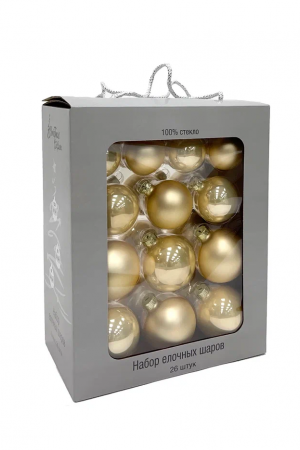Набор стеклянных шаров Шампань 26 шт., Christmas De Luxe (86450)