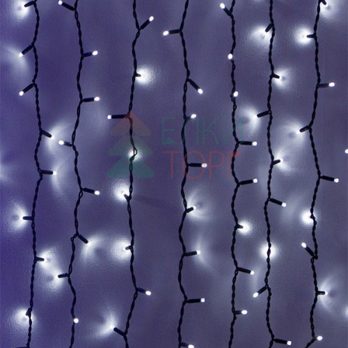 Светодиодный занавес Sealed с супер-мерцанием 2*3 м., 220V., 600 холодных белых LED ламп, черный каучук, Beauty Led (LL602ABL-1-2W)