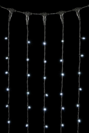 Светодиодный занавес Sealed с супер-мерцанием 2*3 м., 220V., 600 холодных белых LED ламп, черный каучук, Beauty Led (LL602ABL-1-2W)