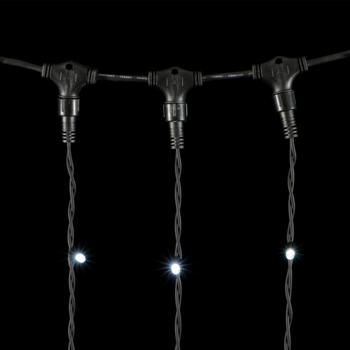 Светодиодный занавес Sealed с супер-мерцанием 2*3 м., 220V., 600 холодных белых LED ламп, черный каучук, Beauty Led (LL602ABL-1-2W)