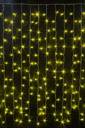 Светодиодный облегченный занавес 2*1.5 м., 220V, 300 желтых LED ламп, прозрачный ПВХ провод, Rich LED (RL-CS2*1.5-T/Y)