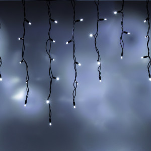 Светодиодная бахрома 108 холодных белых LED ламп, 3*0.6 м., 220В, мерцание, черный резиновый провод, Teamprof (TPF-i3*0.6F-RB/W) 