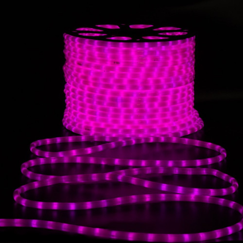 Дюралайт светодиодный 2-х проводной, диаметр 13 мм., 220В, розовые LED лампы 36 шт на 1 м., бухта 100 м., матовый, статика, Teamprof (TPF-DL-2WHM-100-240-P)