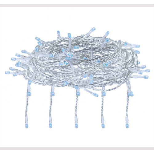 Светодиодный занавес 156 холодных белых LED ламп, 1.5*1.5 м., 220В, 8 режимов, прозрачный провод, Vegas (55078)