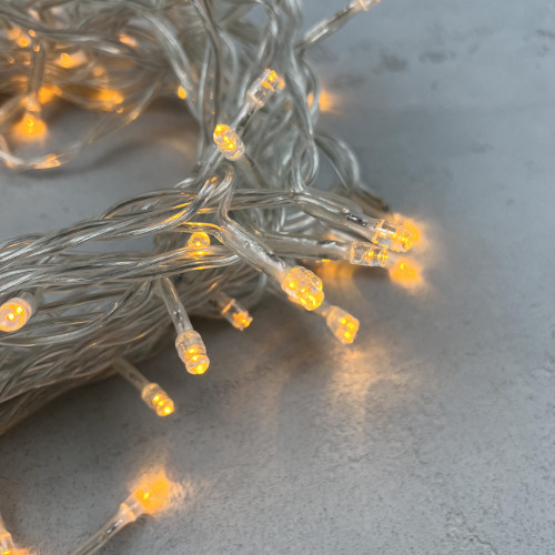 Светодиодная нить 100 желтых LED ламп, 10 м., 220-230В., прозрачный провод ПВХ, LTC (PST100-10-2Y)