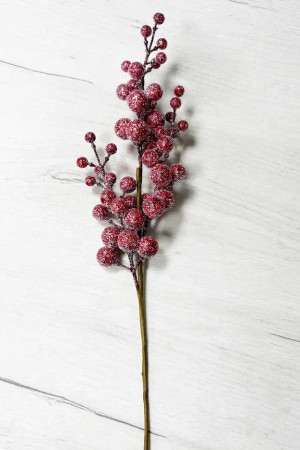 Ветвь Блестящая из красных ягод 35 см., Christmas DeLuxe (89162)