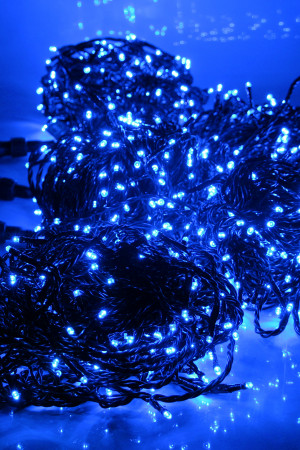 Комплект гирлянд 5 нитей по 20 м, 24В, 1000 синих LED ламп, статика, черный провод ПВХ, Teamprof (TPF-S5*20-B/B)
