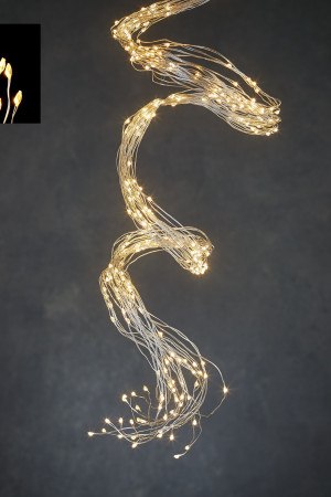 Светодиодная нить Хвост 520 теплых белых ламп, 20 лучей по 2 метра, 24В, серебряный провод, LUCA (84927)