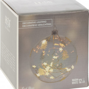 Шар стеклянный с подстветкой Светлячок 12 см., батарейки АА 2 шт., Koopman (ABT610600)