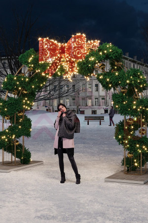 Хвойная арка со светодиодными бантами 5.04*3.25 м., Conso (ARK-030-1001)