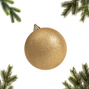 Шар пластиковый глиттер 140 мм., золотой, ЕлкиТорг (150509)