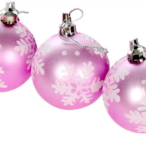 Шар новогодний, пластик, 3 шт., (глянец, 6 см., розовый) Snowmen (Е50288)
