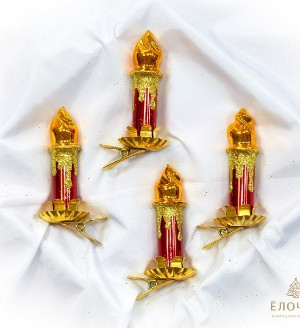 Набор формовых игрушек Свечи 4 шт., стекло, красный,  Ёлочка (С472/1)