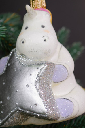 Елочное украшение Единорог со звездочкой h-10 см., стекло, Витус (55252)