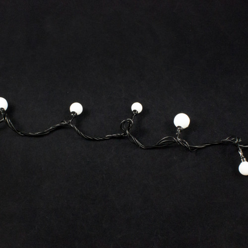 Светодиодная нить шарики 10 м., 220V, 100 теплых белых LED ламп, диаметр шариков 2*1,6*1*1,4 см., черный провод, Winner Light (ww.01.5В.100+Mixball)