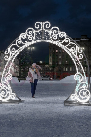 Светодиодная арка Снегурочка 3.8*3.3 м., холодный-белый, Conso (ARK-001-1001)