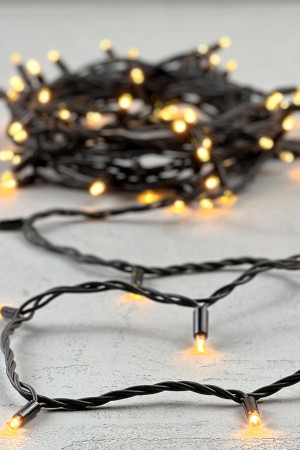 Светодиодная гирлянда с колпачком 75 экстра теплых белых LED ламп 10 м., 24В., черный каучуковый провод, IP65, LTC (LL75-1-1EWW)