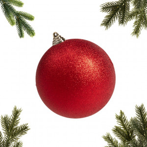 Шар пластиковый глиттер 140 мм., красный, ЕлкиТорг (150510)