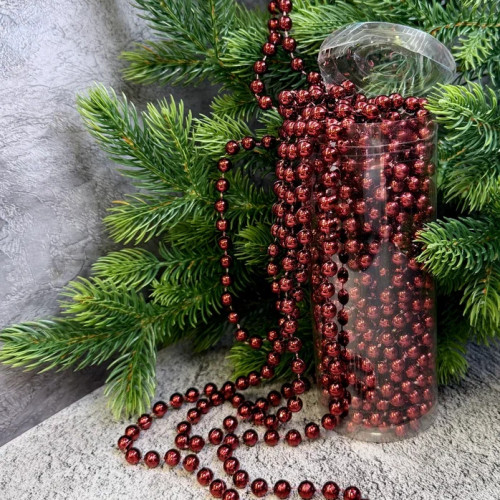 Пластиковые бусы Бисер 8 мм.*10 м., бордо, Christmas DeLuxe (14913)