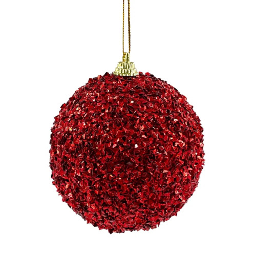 Шар новогодний Бисер 20 см., красный, пенопласт, Christmas DeLuxe (11838)