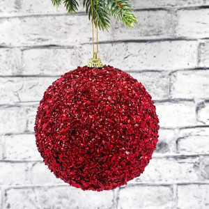 Шар новогодний Бисер 20 см., красный, пенопласт, Christmas DeLuxe (11838)