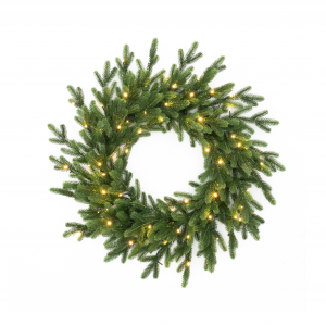 Рождественский венок Венецианский 60 см., 60 теп.белых ламп., 100% литая хвоя, ЕлкиТорг (52112)
