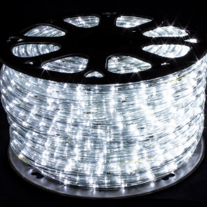 Дюралайт круглый Ø 10.5 мм., 220V, 3-жилы, холодные белые LED лампы 24 шт на 1 м., бухта 50 м, силикон, Winner (05.50.10,5.24W)