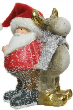 Керамическая композиция Санта и Олень в снегу 12*7*15 см, Kaemingk (630123)   