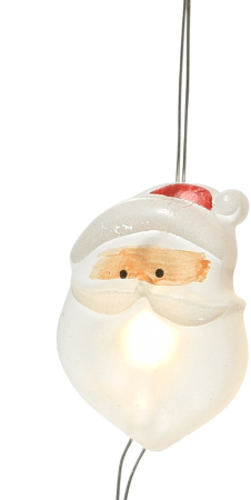 Светодиодная фигурная гирлянда Санта 1.9 м., 20 теплых белых LED ламп, 3 батарейки типа АА, серебряная проволока, Kaemingk (483412/1)