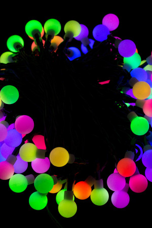 Светодиодная нить шарики с пультом 11,5 м., 220V, 96 разноцветных LED ламп, диаметр шарика 1.6 см, черный провод, Winner Light (m.01.5B.96-1.6ball)