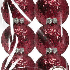 Набор пластиковых шаров Серпантин, 65 мм., 6шт., красный, ПромЕлка (НШИПЛС-65Red)