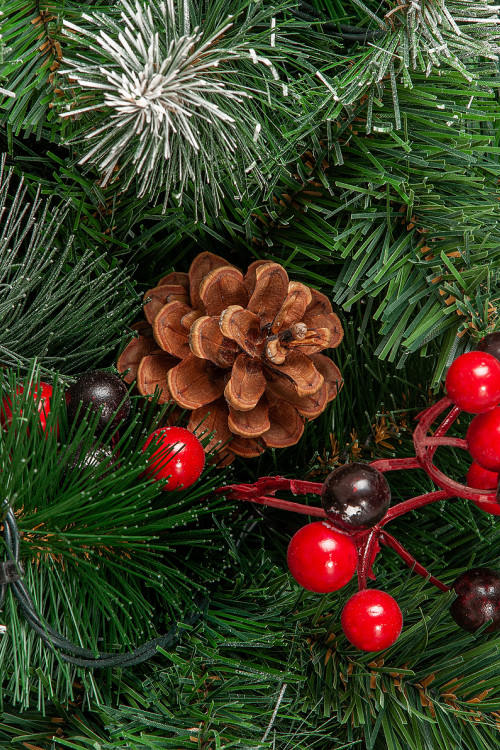 Искусственная сосна Очарование 270 см., с шишками и ягодками, Леска+ПВХ, ЕлкиТорг (141270)