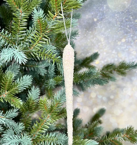 Сосулька Хрустальная капель 23 см., молочный, 1 шт., Christmas DeLuxe (86612)