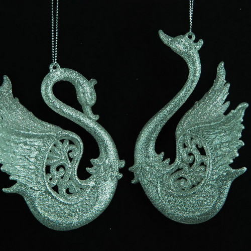 Украшение &quot;Лебедь&quot; цвет серебро, 2 вида, цена за 1 шт.12 см.(150039)