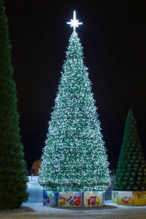 Уличная светодинамическая елка Уральская зеленая 29 м., каркасная, ПВХ, Green Trees (GT29URPVCLED)