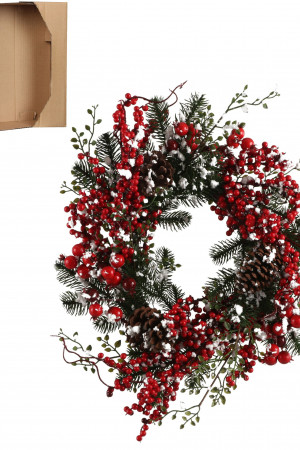 Венок Айден с красными ягодами 40 см., House of Seasons (84060)