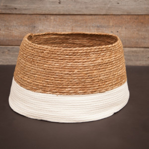 Джутовая корзина под елку 26х58 см., коричневая с белой полосой, Christmas DeLuxe (86499)