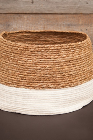 Джутовая корзина под елку 26х58 см., коричневая с белой полосой, Christmas DeLuxe (86499)