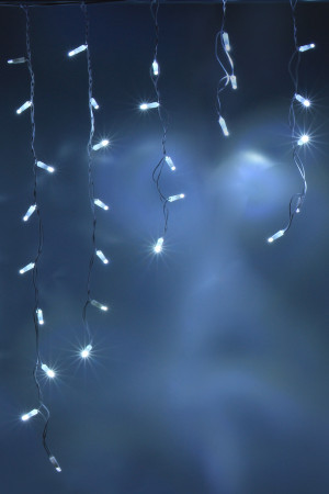 Светодиодная бахрома 144 холодных белых LED ламп, 3*0.9 м., 220В, мерцание, белый провод ПВХ, Teamprof (TPF-i3*0.9F-CW/W)