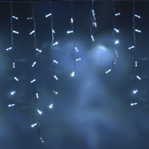 Светодиодная бахрома 144 холодных белых LED ламп, 3*0.9 м., 220В, мерцание, белый провод ПВХ, Teamprof (TPF-i3*0.9F-CW/W)